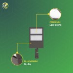 LED Pole Light with Photocell 300W/240W/200W Adjustable upto 5000K, Universal Mount for Parking Lot, Street & Outdoor Area Lighting - Image 3