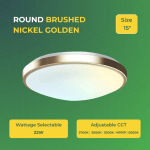 Round Brushed Nickel Golden Dimmable Flush Mount Ceiling Light, Single Ring - 1280 Lumens - 26W - 5 Color Switchable (2700K/3000K/3500K/4000K/5000K) - Image 2